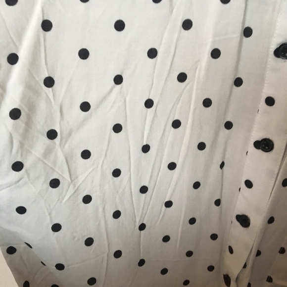 Kirra black and white polka dot button down top with tie size Small collar - Picture 2 of 4